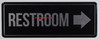 Restroom Right Arrow Sign (Black,Double Sided