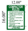 SIGNS COMPACTOR RULES SIGN (