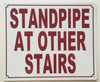Standpipe at Other Stairs Sign (White