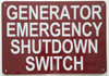 Generator Emergency Shutdown Switch Sign (Aluminium