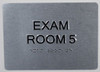 EXAM Room 5 Sign with Tactile Text and Braille Sign