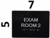 EXAM Room 2 Sign with Tactile Text and Braille Sign