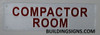 Compactor Room Sign (White, Reflective, Aluminium