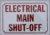SIGNS Electrical Main Shut Off