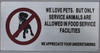 SIGNS No Pets Allowed in Food Service