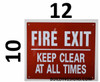 SIGNS FIRE EXIT Keep Clear at All