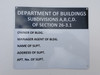 SIGNS Department of Building Subdivisions A,B,C,D. Of