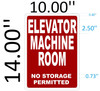 SIGNS ELEVATOR MACHINE ROOM SIGN (RED Reflective