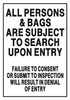 All Persons & Bags Subject to