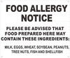 Food Allergy Notice Sign (Aluminium, 10x12)-(ref062020)