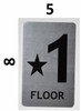 SIGNS Star Floor ONE Number Sign (Brush