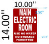 SIGNS Main Electric Room Sign (Reflective, 10x14,