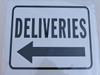 Deliveries Left Arrow Sign (White Background,Aluminium,