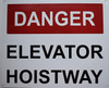 SIGNS Danger Elevator Hoistway Sign (White Background,Aluminium,