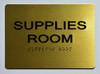 SIGNS Supplies Room Sign - Gold(Aluminium, Gold/Black,Size