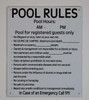Pool Rules and Pool Hours Sign