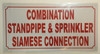Fire Safety Sign- COMBINATION STANDPIPE AND SPRINKLER SIAMESE CONNECTION