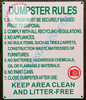 DUMPSTER RULES SIGN