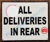 ALL DELIVERIES IN REAR SIGN