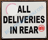 ALL DELIVERIES IN REAR SIGN