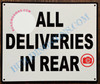 ALL DELIVERIES IN REAR SIGN