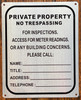 PRIVATE PROPERTY NO TRESPASSING SIGN