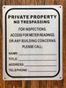 PRIVATE PROPERTY NO TRESPASSING SIGN