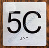 Apartment Number 5C Sign with Braille and Raised Number