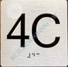 Apartment Number 4C Sign with Braille and Raised Number