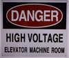 HIGH Voltage Elevator Machine Room Sign