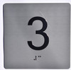 Apartment Number 3 Sign with Braille and Raised Number