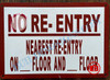 No Re-Entry on This Floor Sign-Door Sign