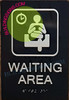 Waiting Area Sign -Braille Sign with Raised Tactile Graphics and Letters