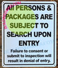 Signage All Persons Subject to Search