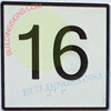 SIGN Elevator Floor Number 16 Sign- Elevator JAMB Plate Floor 16