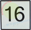 Elevator Floor Number 16 Sign- Elevator JAMB Plate Floor 16 Sign