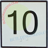 Elevator Floor Number 10 Sign- Elevator JAMB Plate Floor 10 Sign