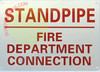Standpipe FIRE Department Connection Sign
