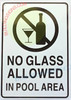 NO Glass Allowed in Pool Area Sign