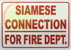 SIGNAGE Siamese Connection for FIRE Department SIGNAGE