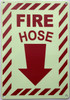 Photoluminescent Fire Hose Arrow Down SIGN