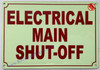 Photoluminescent ELECTRICAL MAIN SHUT-OFF SIGN