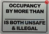 Occupancy by more than is both unsafe and illegal Sign