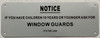 Notice: If you have Children 10 Years or Younger Ask for Widow Guards Sign -HPD SIGN