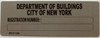 HPD NYC BUILDING REGISTRATION NUMBER SIGN