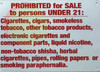 Prohibited for Sale to Persons Under 21 CIIGARETTES, Cigars Sign