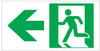 GLOW IN THE DARK HIGH INTENSITY SELF STICKING PVC GLOW IN THE DARK SAFETY GUIDANCE SIGN - "EXIT" SIGN 4.5X9 WITH RUNNING MAN AND LEFT ARROW