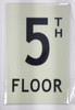 FLOOR NUMBER SIGN - 5TH FLOOR SIGN - PHOTOLUMINESCENT GLOW IN THE DARK SIGN