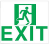 GLOW IN THE DARK HIGH INTENSITY SELF STICKING PVC GLOW IN THE DARK SAFETY GUIDANCE SIGN - "EXIT" SIGN 9X10 WITH RUNNING MAN