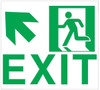 GLOW IN THE DARK HIGH INTENSITY SELF STICKING PVC GLOW IN THE DARK SAFETY GUIDANCE SIGN - "EXIT" SIGN 9X10 WITH RUNNING MAN AND UP LEFT ARROW
